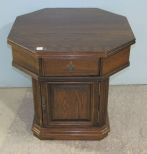 Ethan Allan Pedestal Style Side Table with One Drawer and One Door