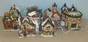 Ten Collectible Lighted Cottages and Village Businesses