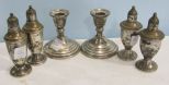 Pair of Sterling Silver Weighted Preisner Candlesticks, a Pair of Weighted Revere Salt and Pepper Shakers and a Weighted Pair of Duchin Salt and Pepper Shakers