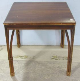 Square Heywood Wakefield Table with Bamboo Style Legs