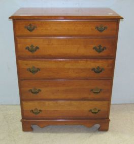Five Drawer Maple Bracket Foot Chest of Drawer