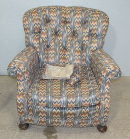 Tufted Back Flame Stitched Upholstered Chair with Bun Feet