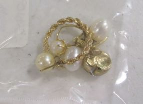 Pair of Marked 14K Yellow Gold and Pearl Earrings, Three Single 14K Yellow Gold Setting Earrings and a Gold Tooth /  Cap
