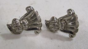 Wallace Sterling Silver Ridge Design with Swags Screw Back Earrings
