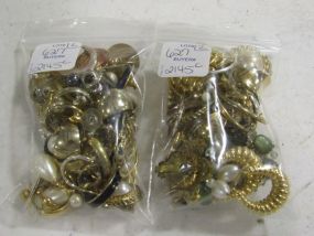 Two Bags of Costume Jewelry Earrings Pierced and Clip On