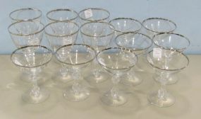 Six Platinum Rimmed Water Goblets and Eight Platinum Rimmed Coupes