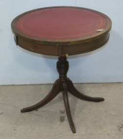Duncan Phyfe Drum Table with Leather Top and a Drawer