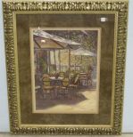 Outdoor Bistro Matted and Framed Print