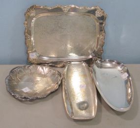 Two Mid Century Style Silver Plate Trays by W & S Blackinton and Sons and a Blackinton Food Tray, 