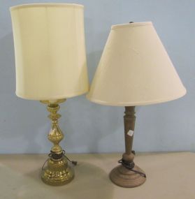 Metal Lamp with Bronzed Finish and a Brass Plated Lamp