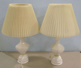 Two White Matching Ceramic Lamps