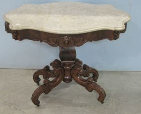 Marble Turtle Top Table with Acanthus Leaves and Dolphin Legs