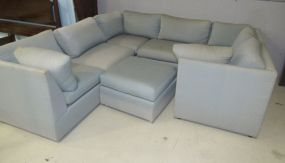 Large Pale Blue Sectional Sofa