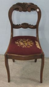 Walnut Chair with Embroidered Seat