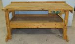 Large Pine Work Table with Vise
