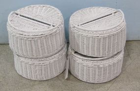 Four Stackable Wicker Storage Baskets