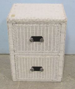 Two Drawer Wicker Table