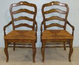 Country French Rush Seat Arm Chairs
