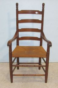 Ladder Back Arm Chair with Rush Seat