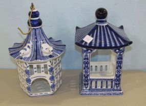 Blue and White Bird House / Candle Holders