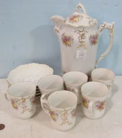 Chocolate Pot with Six Demitasse Cups and Five Saucers