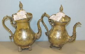 Pair of Rogers Brothers Mfg Co. German Silver Teapots Patented Feb 25 1858