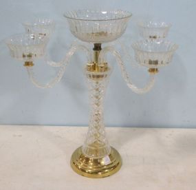 Four Arm Glass and Brass Plated Reproduction Epergne