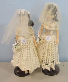 Pair of Dolls in Crochet Dresses
