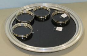 Formica Silverplate Frame Tray and Matching Coasters