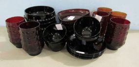 Group Lot of Red and Black Glassware