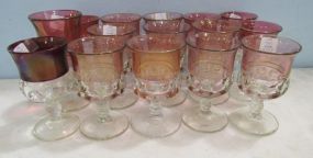Ruby Flash Water Goblets and One Iced Tea Glass King's Crown Thumbprint Pattern