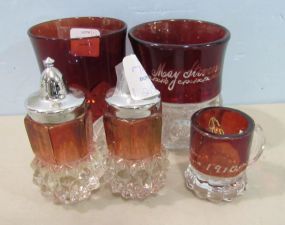 Group of Antique Ruby Flash Glass