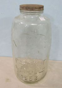 Large Glass Mason's 5 Gallon Pickle Jar with Patent Nov. 30th 1853 and an Eagle on the Back