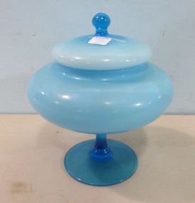 Empoli Blue Glass Compote with Lid