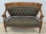 Inlaid Sette with Tufted Back and Upholstered Seat
