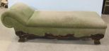 English Deco Style Lounger in Faded Green Upholstery