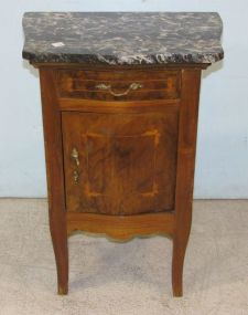 French Inlaid Marble Top Commode