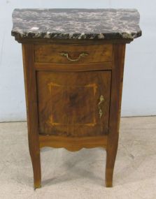 French Inlaid Marble Top Commode