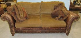 Leather and Fabric King Hickory Sofa