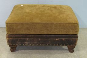 Leather and Fabric King Hickory Ottoman