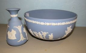 Wedgwood Blue Jasperware Bowl and Vase