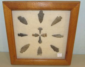 Shadow Box Framed Group of Twelve Arrowheads and Points