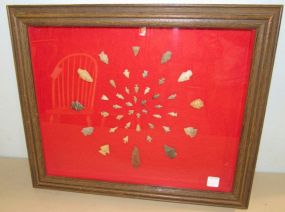 Shadow Box Framed Group of Approximately Forty Two Arrowheads and Points