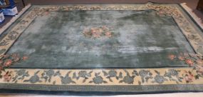 Ethan Allen Wool Chinese Hand Carved Rug