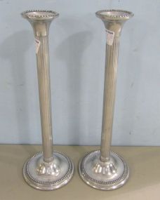 Pair of Fluted Column Pewter Candlesticks