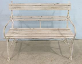 Painted White Metal Park Bench With Front Hoof Feet