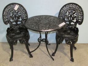 Black Painted Metal Garden Table and Chairs
