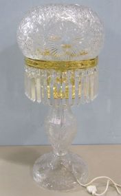 Brilliant Cut Glass Mushroom Table Lamp with Prisms