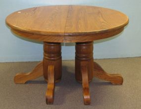 Don Poole Oak Double Pedestal Table with Two Leaves