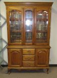 Dobbs Industries Illuminated China Cabinet with Leaded Glass Doors, Three Drawers and Lower Double Doors